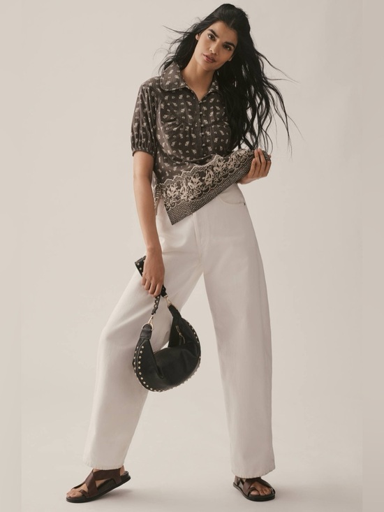 Pilcro Tops - Pilcro Short-Sleeve Pop Over Blouse
